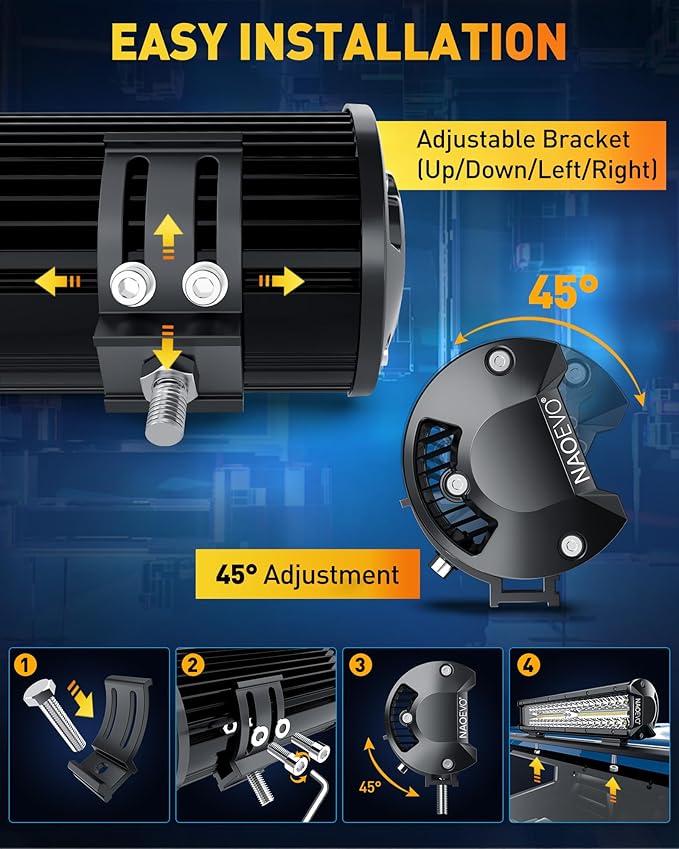 NAOEVO 12 Inch LED Light Bar, 300W 30000LM LED Offroad/Driving/Fog Lights - Image 6