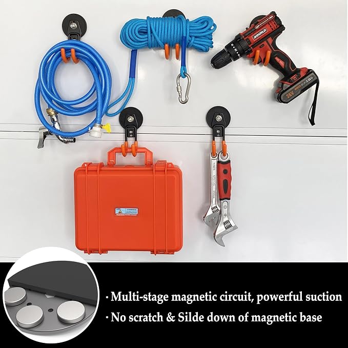 ULIBERMAGNET Garage Magnetic Hooks, 4 Pack Black Heavy Duty Large J Hooks - Image 4