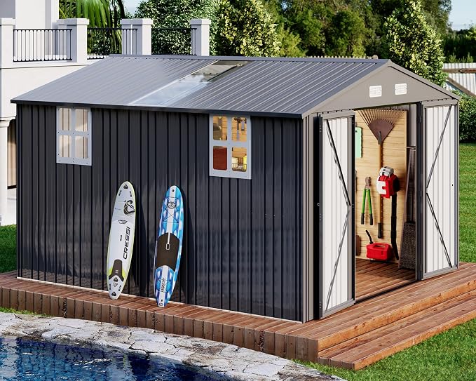 AMERLIFE 10.1x11.5x7.4 FT Galvanized Steel Storage Shed by AMERLIFE