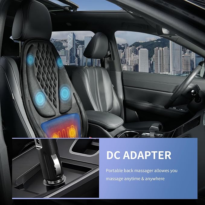 Back Massager with Heat, Massage Seat Cushion with 3D Lumbar Traction, 8 - Image 5