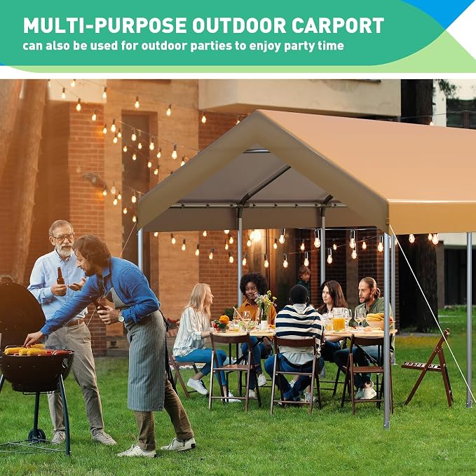 10X20 Ft Heavy Duty Carport Canopy, Portable Garage, Car Tents, Reinforced - Image 8