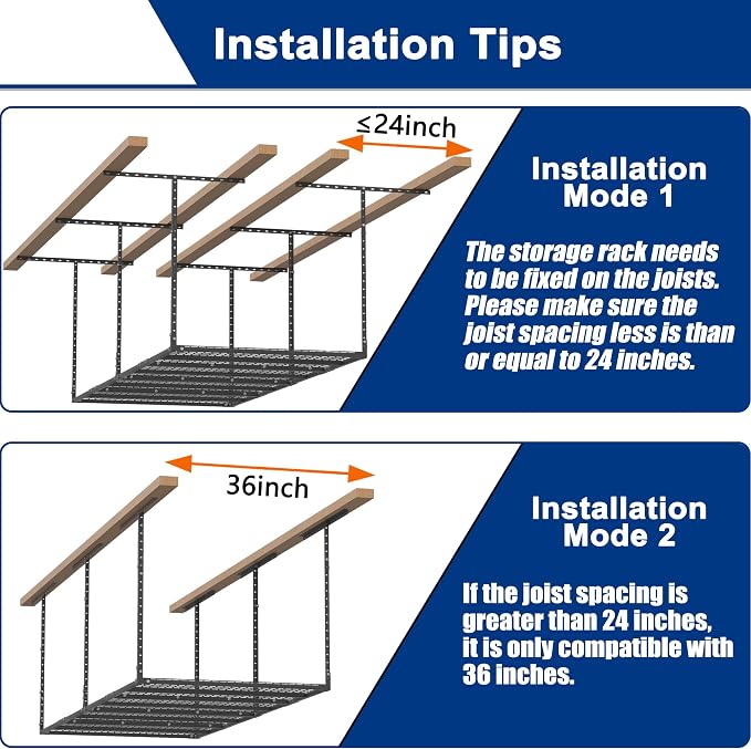 GIOTORENT 3x8FT Heavy Duty Overhead Garage Storage Rack - Image 5