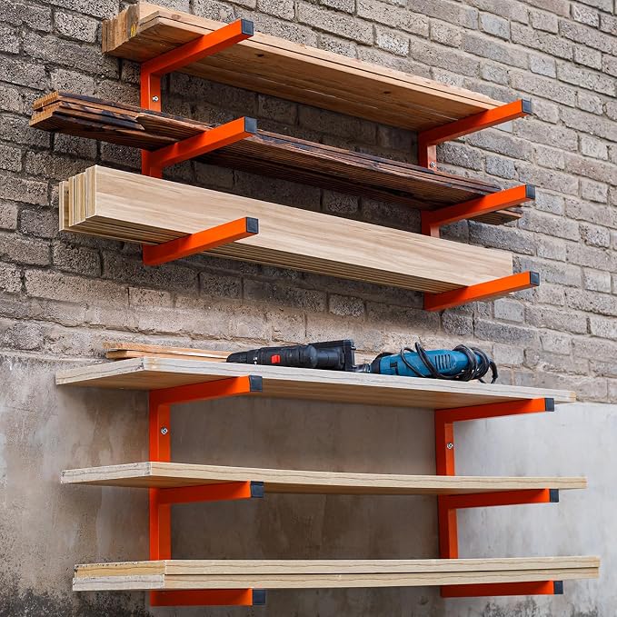 Heavy Duty Lumber Storage Rack Wall Mount, Metal Wood Rack Organizer - Image 7