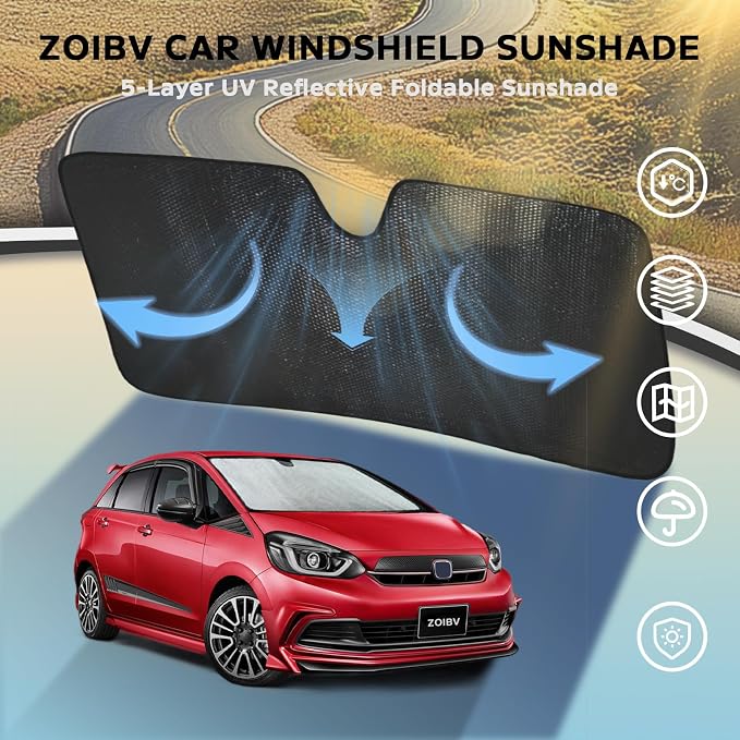Windshield Sun Shade for 2007-2024 Honda Fit EX EXL Sport Engine - Image 3