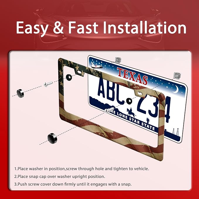 Vintage American Flag License Plate Frame Usa Flag License Plate Frames Funny - Image 3