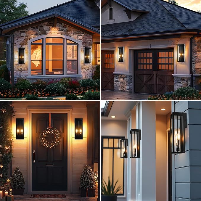 Outdoor Wall Lights 16 Inch Large, 2 Pack Black Modern Exterior Lighting - Image 6