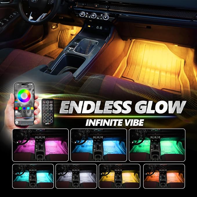 OPT7 Aura Pro 4PC Double LED Interior Car Strip Lights - Image 6