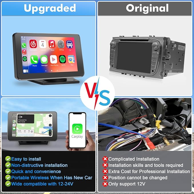【Hieha】 2025 Wireless Portable Carplay and Android Auto, Carplay Screen - Image 4