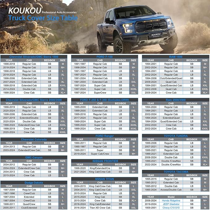 KouKou Truck Cover Waterproof All Weather, 6 Layers Full Pickup Outdoor Cover - Image 2