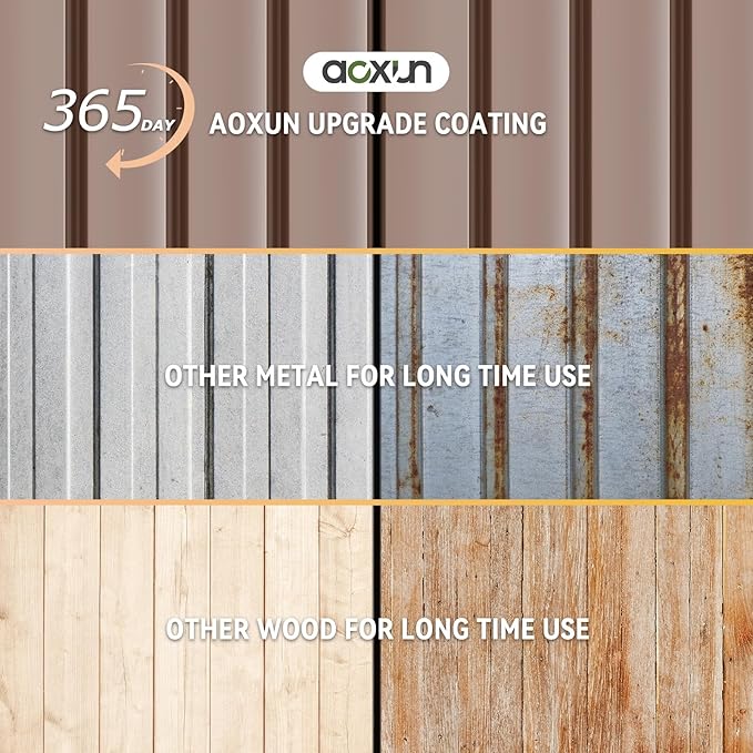 Aoxun 7.4x5.3FT Shed with Floor Galvanized Steel Outdoor Storage Shed Metal - Image 4
