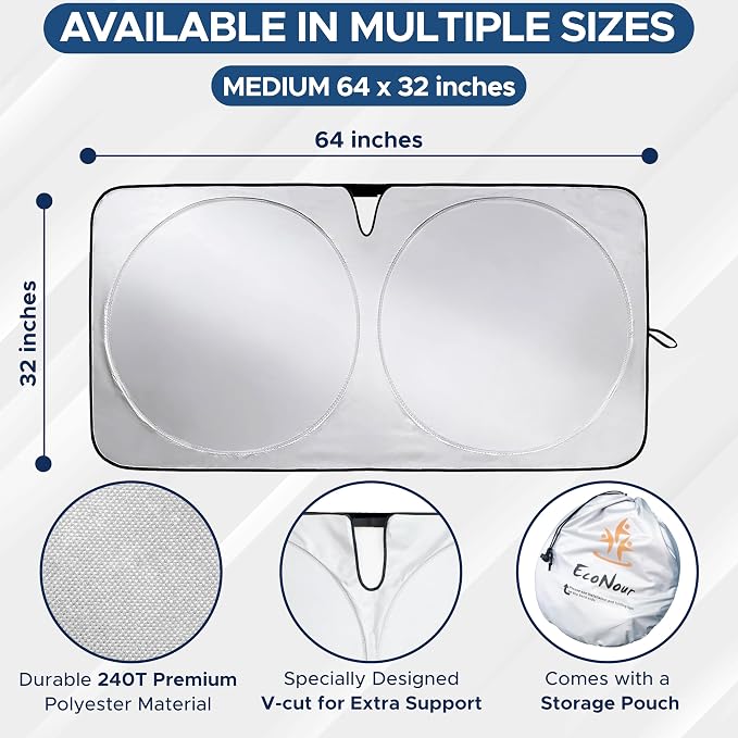 EcoNour Mirror Cut Foldable Windshield Sun Shade - Image 3