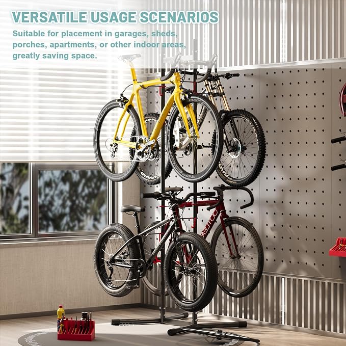 Urban Deco 2-4 Bike Storage Rack Garage Max154lbs, Freestanding Indoor Bike Rack - Image 2