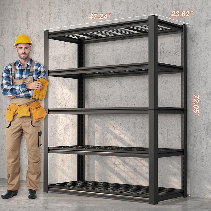Garage Shelving, 5-Tier Metal Storage Shelves, Metal Shelves - Image 2