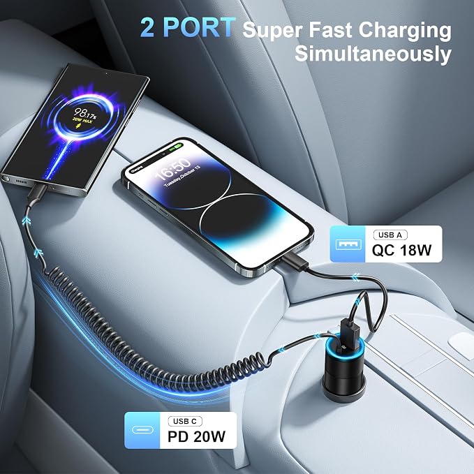 Car Charger USB C, 38W Super Fast Car Adapter - Image 3