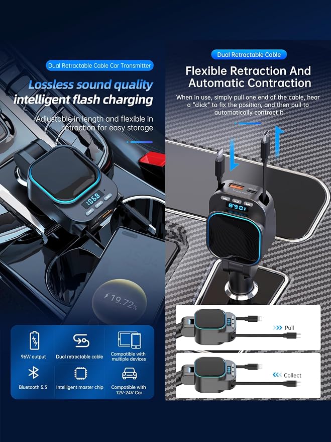 Retractable Car Charger 96W - Image 2