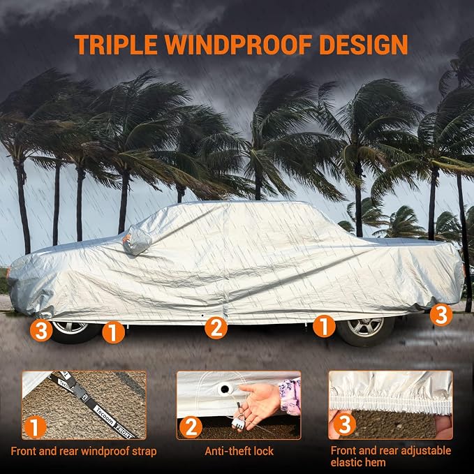 Tecoom Truck Cover Waterproof All Weather, 3 Layers Pickup Cover - Image 4