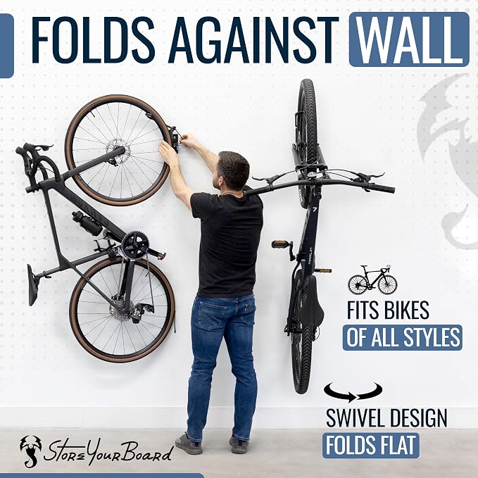 StoreYourBoard Bike Swivel Rack – Wall Mounted Garage Bike Storage, Vertical - Image 4