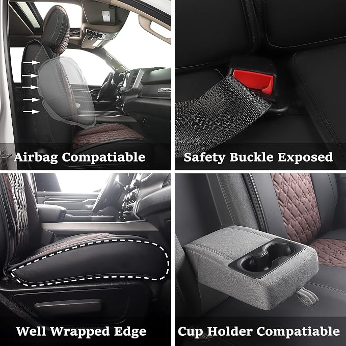 JOJOBAY Car Seat Covers for Dodge Ram Full Set, Fit Ram 2009-2025 - Image 4