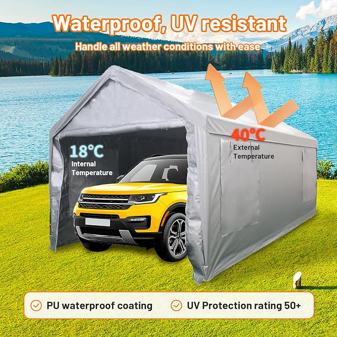 Auraway Carport 12'x20' All-Season Portable Garage Carport, Heavy-Duty - Image 4