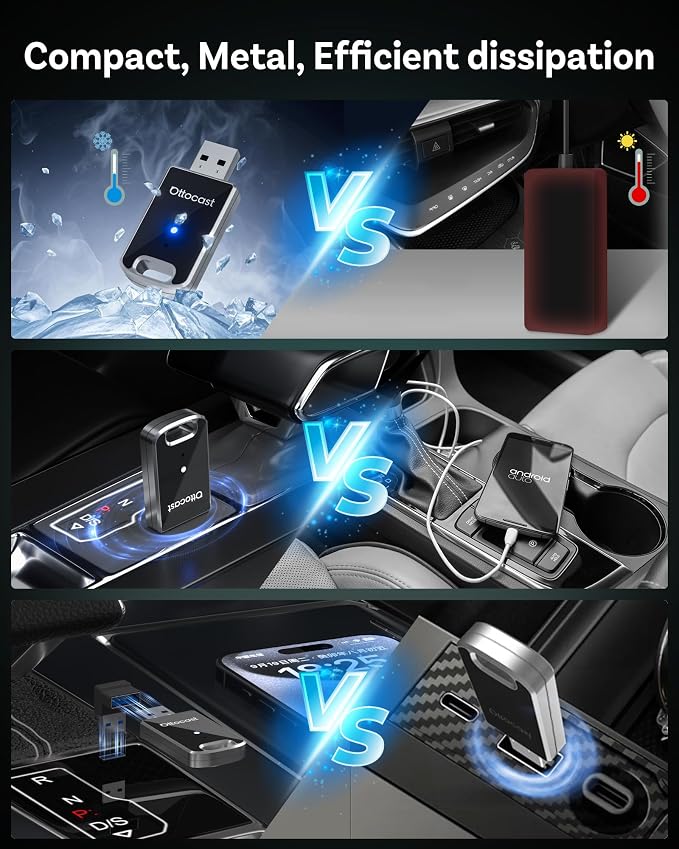 OTTOCAST Mini 2025 Wireless Carplay Adapter & Android Auto Wireless Adapter - Image 3