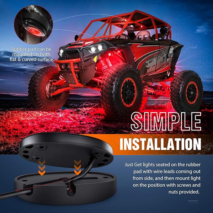 Nilight LED Rock Light 6PCS Underglow Wheel Well Pods Waterproof Exterior - Image 7