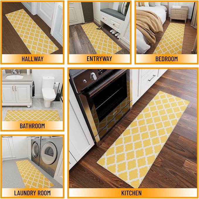 Ottomanson Hallway Runner Rug 2'2" x 6' Non Slip Trellis Area Rugs Easy to - Image 3