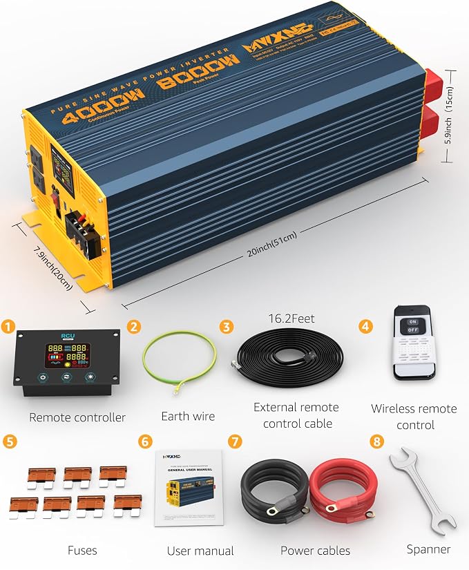 4000W Pure Sine Wave Power Inverter DC 12V to AC 110V 120V - Image 9