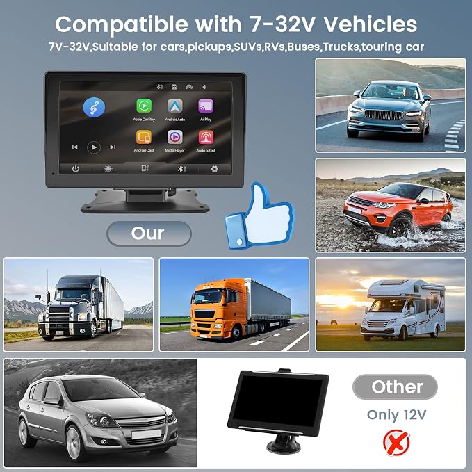 【64G TF Card】 Portable Wireless Apple CarPlay and Android Auto Screen - Image 7