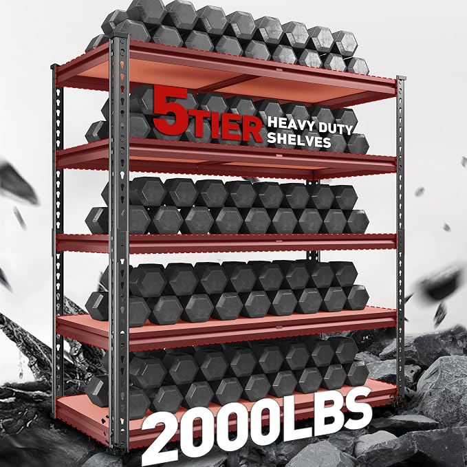 REIBII 2000LBS Garage Shelving Heavy Duty 72''H Storage Shelves 5 Tier Heavy - Image 4