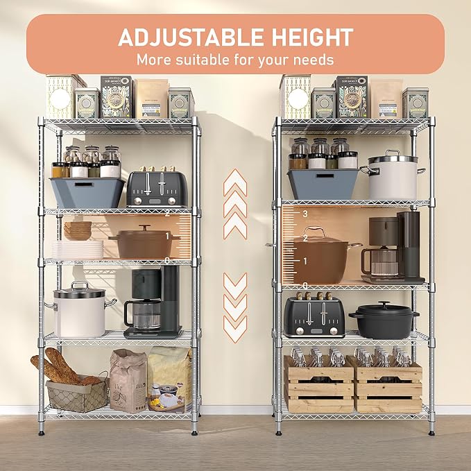 MZG 1750 lbs 5 Tier Storage Rack Metal Wire Shelving Unit, Storage Standing - Image 8