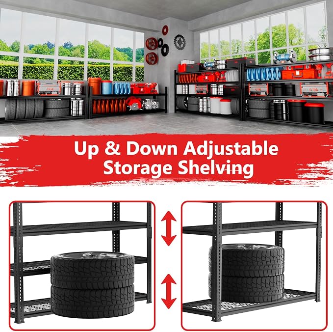Storage Shelves, Garage Shelving Heavy Duty 1920LBS Capacity, 4 Tier Utility - Image 6