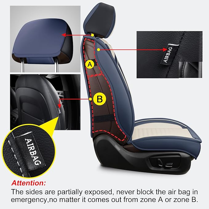 LINGVIDO Car Seat Covers, Breathable and Waterproof Faux Leather Automotive - Image 3
