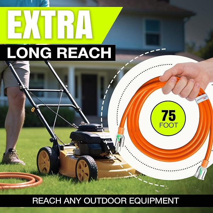 75ft Outdoor/Indoor Extension Cord 12/3 Gauge Extra Heavy Duty 3 Prong SJTW - Image 6