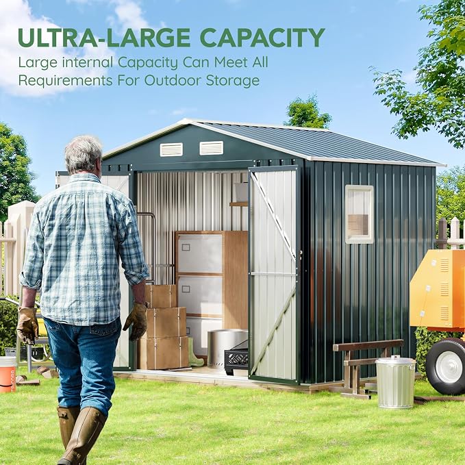 6X8X6.4FT Outdoor Steel Storage Shed - Image 4