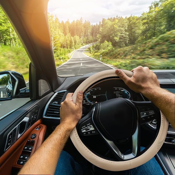 【2025 Model】 Breathable Soft Leather Car Steering Wheel Cover - Image 2