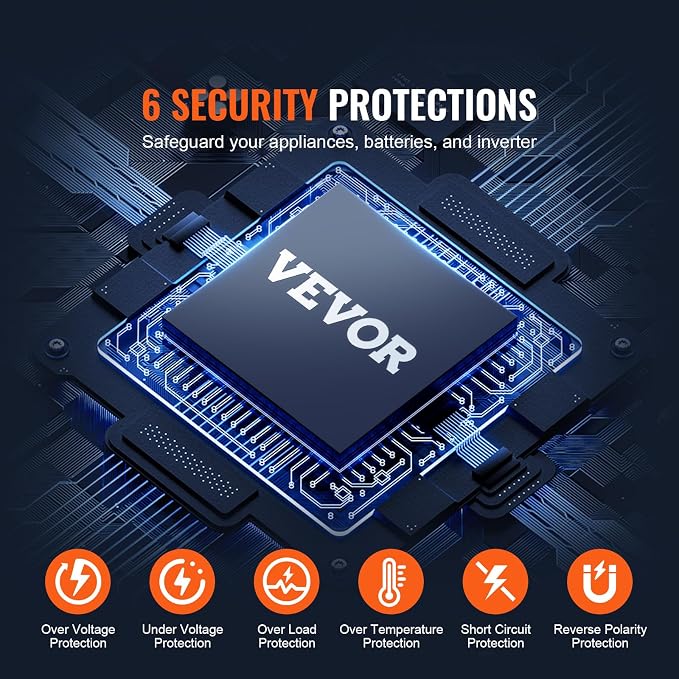 VEVOR Pure Sine Wave Inverter, 2000 Watt, DC 12V to AC 120V Power Inverter - Image 6