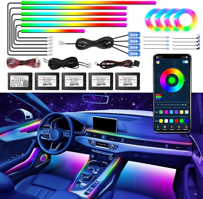 WEBUPAR Dreamcolor Acrylic Car Interior Led Kit, Car Accessories 22 in 1 RGB by WEBUPAR