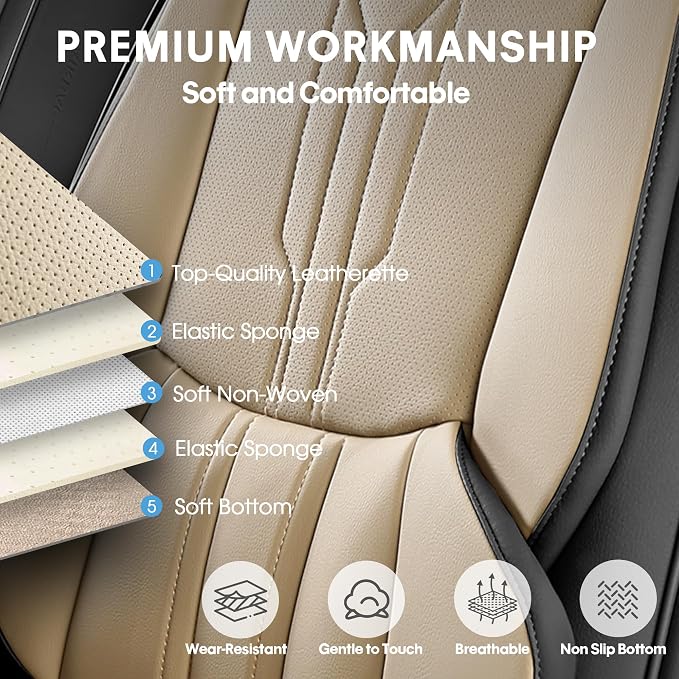 AOOG Front Seat Covers, Car Seat Covers Front Seats, Leather Seat Covers - Image 4