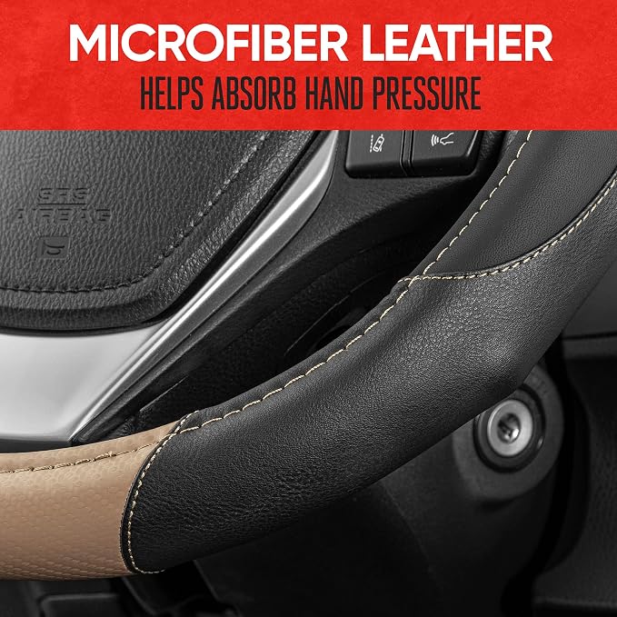 Motor Trend GripDrive Carbon Fiber Steering Wheel Cover, Non-Slip Sporty Racing - Image 4