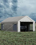 13x25 Ft Carport with 10 Sandbags, Car Port with 220g PE Tarp, 2 Roll-Up Doors by GarveeLife