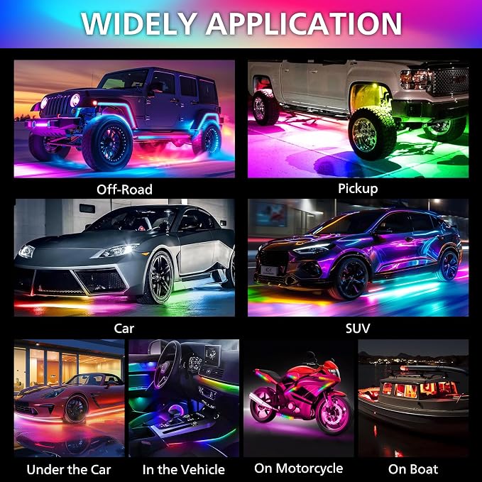 Underglow LED Lights for Cars 180 LEDs RGBI Neon Accent Strip Lights - Image 6