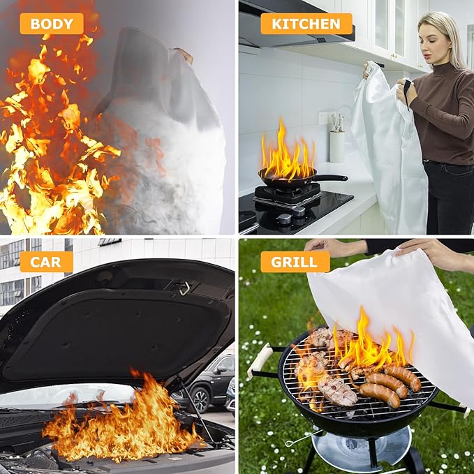 Emergency Fire Blanket, 1 Pack Fiberglass Flame Retardant Fire Blankets - Image 5