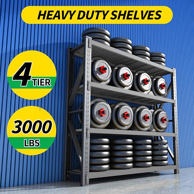 3000LBS Heavy Duty Storage Shelves, 4-Tier Adjustable Garage Organization - Image 5