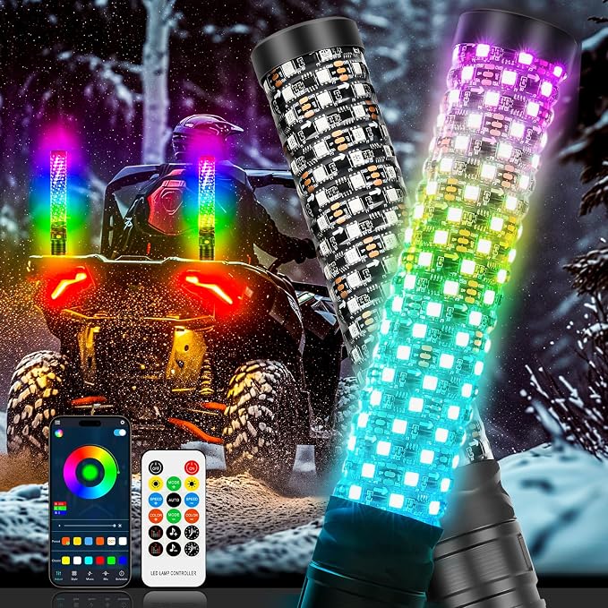 DREAMIZER 2PCS 1FT Fat Spiral Led Whip Lights by DREAMIZER