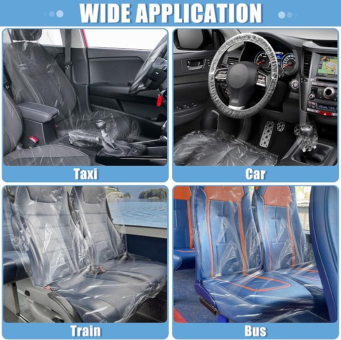 MYFAMIREA 250 PCS Disposable Car Seat Covers Clear Plastic Vehicle Seat - Image 7