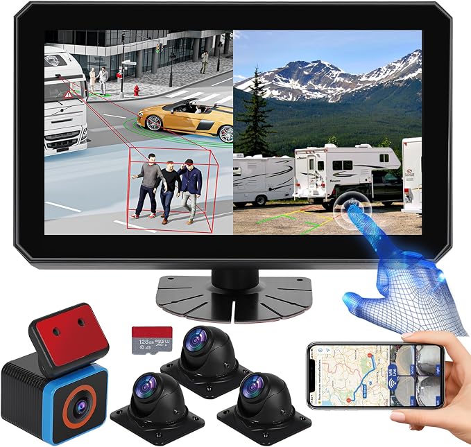 6CH RV Camera System 4G WiFi Live View GPS Tracking 10.1" AI Touch Screen by VESSTECH