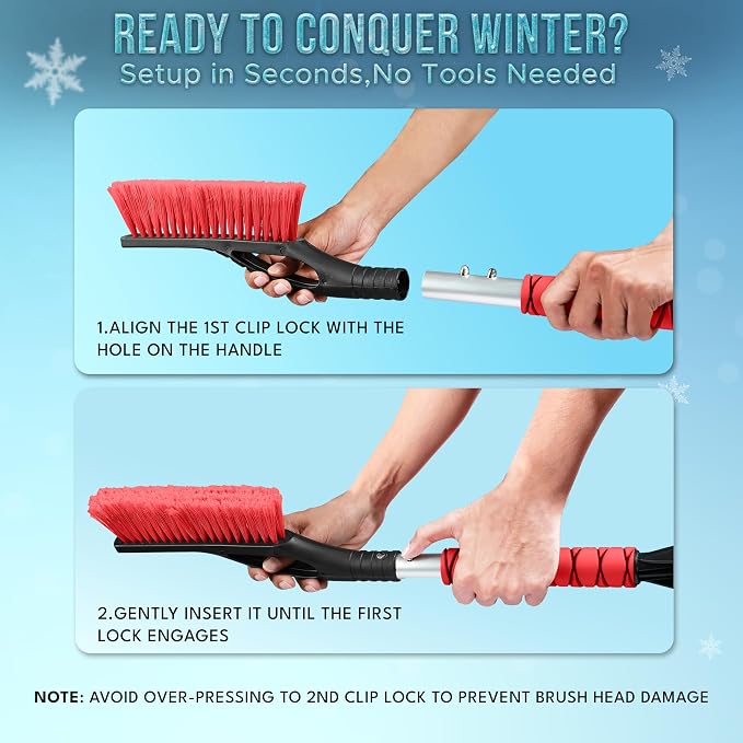 EcoNour 27" Aluminum Car Snow Scraper and Brush | Scratch-Free Weaved Bristle - Image 6