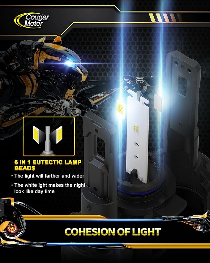Cougar Motor 9012 Bulbs, HIR2 Fog Lights 6500K White Non-Polarity 9012 Fog Bulb - Image 3