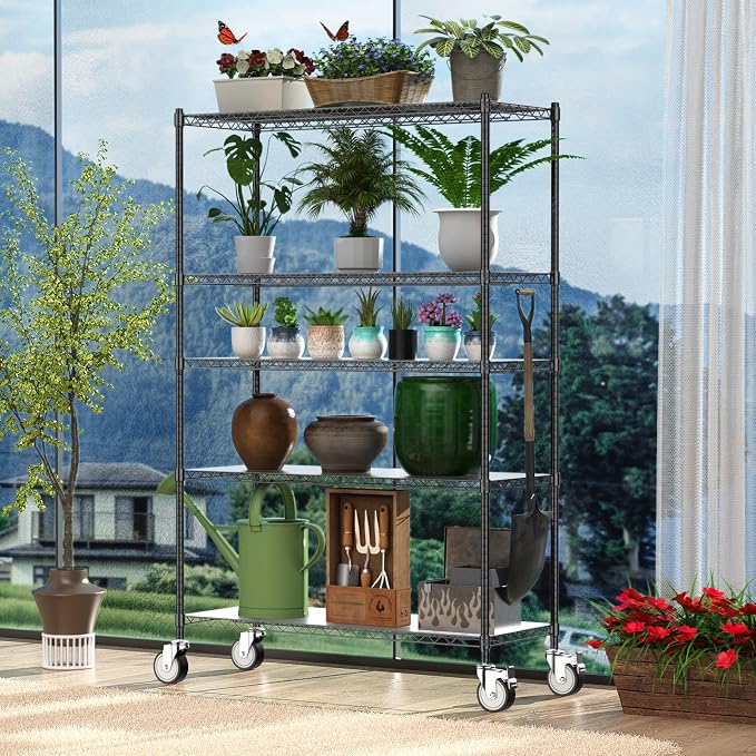 Wire Shelving with Wheels, 3000 Lbs Storage Shelves Heavy Duty, - Image 8