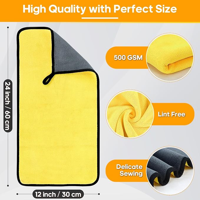 Microfiber Towels for Cars 6 Pack, Car Drying Towels for Wash, Soft and - Image 2